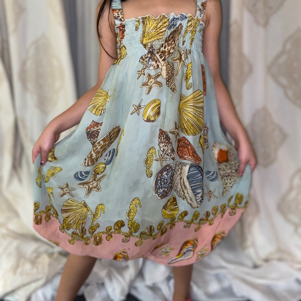 Chiffon Babydoll Dress with Seashells